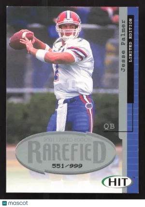 2001 SAGE HIT Jesse Palmer #R34 Rarefied Silver SN