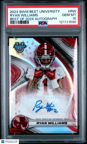 2024 Bowman's Best University Ryan Williams Best of 2024 Autographs #RW PSA 10