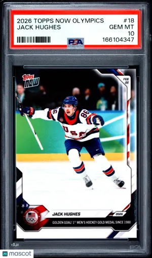 2026 Topps Now 2026 Olympics Jack Hughes #18 Golden Goal PSA 10