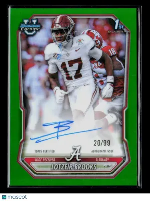 2026 Bowman University Chrome Football Lotzeir Brooks #BCPA-LB Green Refractor 20/99 Auto