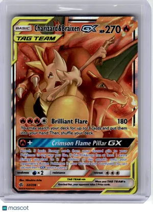 2019 Pokemon—Charizard & Braixen GX #22 Cosmic Eclipse—Ultra Rare Holo