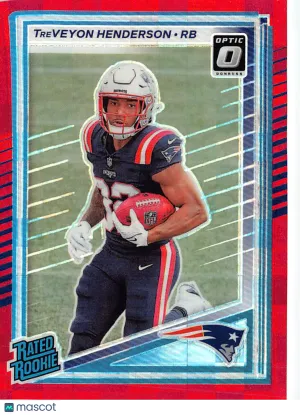 2025 Panini Donruss Optic TreVeyon Henderson Red Pandora Rookie #332 New England Patriots