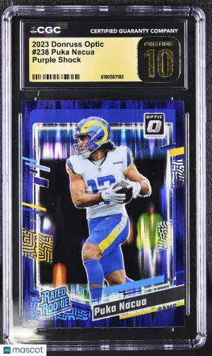 2023 Donruss Optic Puka Nacua Purple Shock Rookie #238 CGC 10 Los Angeles Rams