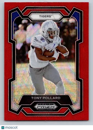 2023 Panini Prizm Draft Picks Ruby Wave Football Card Tony Pollard #21 Memphis Tigers