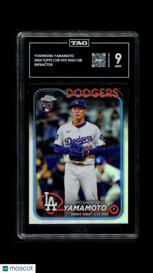 2024 Topps Chrome Update Yoshinobu Yamamoto #USC108 Refractor TAG 9