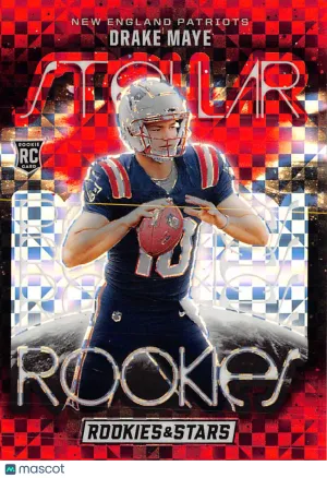 2024 Panini Rookies & Stars Drake Maye Red Plaid Rookie RC #SR-DME New England Patriots