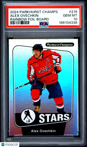 2024 Upper Deck Parkhurst Champions Alex Ovechkin #215 Rainbow Foil PSA 10 POP 1