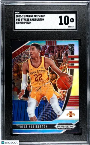 Graded 2020 Panini Prizm Draft Picks Silver #50 Tyrese Haliburton SGC 10 Basketball Card