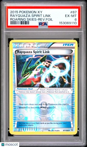 2015 Pokemon Xy Roaring Skies Rayquaza Spirit Link Roaring Skies-Rev.Foil PSA 6 #87