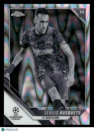 2021-22 Topps Chrome UEFA Champions League Sergio Busquets #42 Black & White Ray Wave Refractor