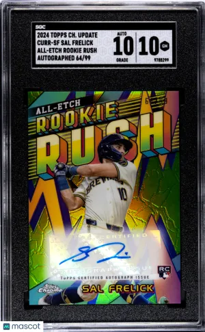2024 Topps Chrome Update Sal Frelick #CURR-SF All Etch Rookie Rush Autograph /99 SGC 10 Auto 10