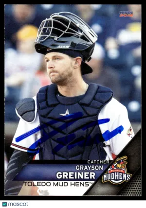 2018 Choice Baseball Grayson Greiner Toledo Mud Hens #9 Signed Baseball Card