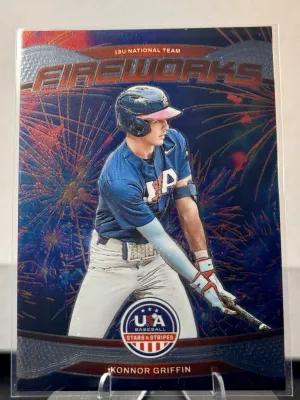 2026 Panini Stars & Stripes Prizm USA Baseball #22 Konnor Griffin Fireworks