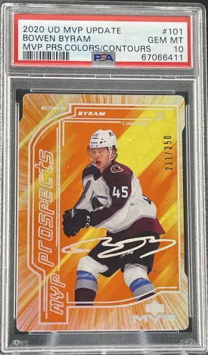 2020-21 Upper Deck MVP Bowen Byram Hype Prospects Colors Contours /250 PSA 10