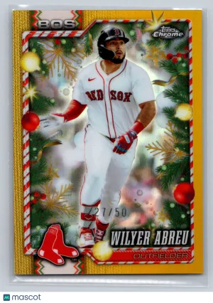 2025 Topps Chrome Holiday Wilyer Abreu #HC101 Gold 27/50 Boston Red Sox