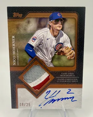 Topps 2025 Flagship Nico Hoerner Autograph Patch /25 #TFAP-NH Chicago Cubs