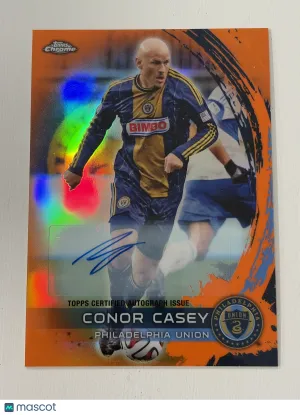 2014 Topps Chrome MLS Conor Casey #45 Orange Refractor Auto 61/75 Soccer Card