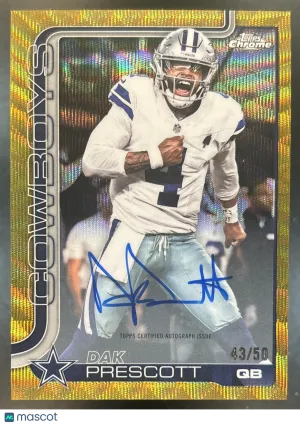 Chrome Dak Prescott Gold Wave Refractor #BA-DP Dallas Cowboys
