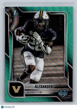 2025 Topps Bowman Chrome Sedrick Alexander #14 Aqua Shimmer 325/325 Vanderbilt