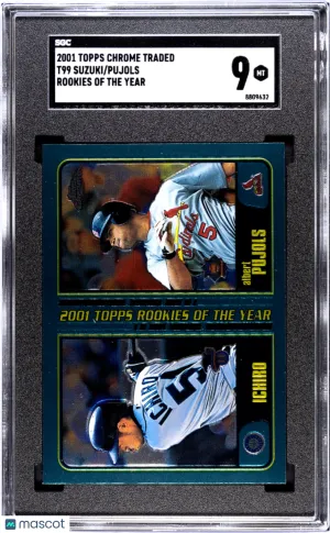 2001 Topps Chrome Traded Pujols Suzuki #T99 Rookies Of The Year SGC 9