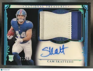 National Treasures Cam Skattebo Base Rookie Patch Autograph Midnight #162 New York Giants