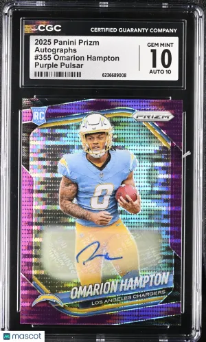 2025 Panini Prizm Omarion Hampton Purple Pulsar Rookie Autographs #355 CGC 10 Los Angeles Chargers
