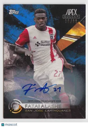 2016 Topps Apex MLS Autographs Blue #58 Fatai Alashe Auto 36/99 San Jose Earthquakes