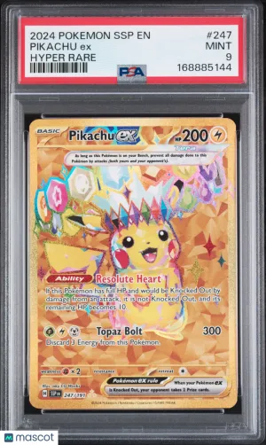 2024 Pokemon SSP EN-Surging Sparks Pikachu EX Hyper Rare Hyper Rare PSA 9 #247