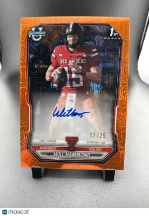 2026 Bowman Chrome University Football Will Hammond #BCPA-WH Orange Wave Refractor /25