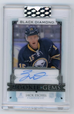 2023-24 Upper Deck Clear Cut Jack Eichel Black Diamond Rookie Gems Autograph (scratches on case - see description)