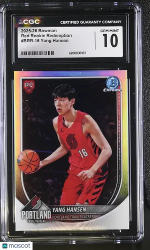 2025-26 Bowman Yang Hansen Red Rookie Redemption #BRR-16 CGC 10 Portland Trail Blazers