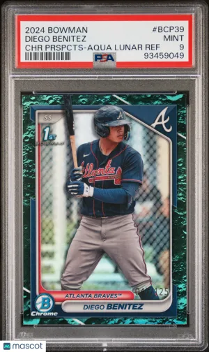 2024 Bowman Chrome Prospects Diego Benitez CHR Prspcts Aqua Lunar Ref PSA 9