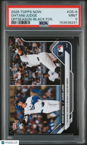 2025 Topps Now Offseason Ohtani Judge #OS-9 Black Foil 10/10 PSA 9 POP 2