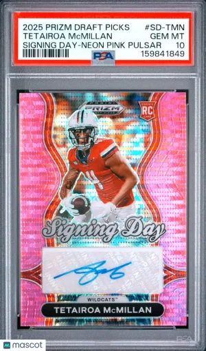 2025 Prizm Draft Signing Day Auto Tetairoa Mcmillan Pink Pulsar /15 PSA 10 POP 3