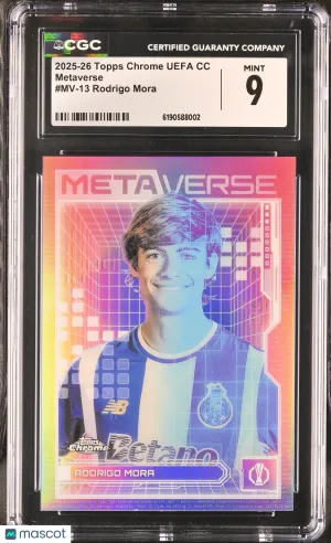 Graded 2025 Topps Chrome UEFA CC Metaverse Rodrigo Mora Porto MV-13 CGC 9
