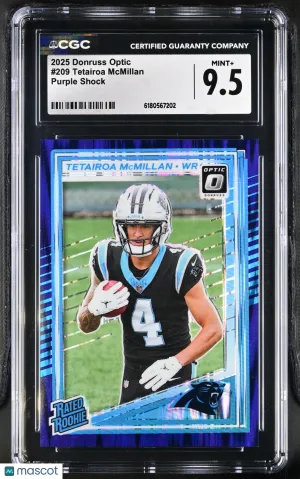 2025 Donruss Optic Tetairoa McMillan Purple Shock Rookie #209 CGC 9.5 Carolina Panthers