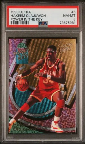 1993 Fleer Ultra Power In The Key Hakeem Olajuwon #6 PSA 8