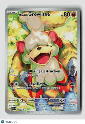 Pokemon 2024 Twilight Masquerade Hisuian Growlithe #181/167