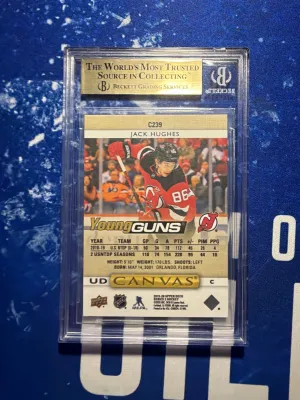 Jack Hughes Young Guns Canvas Bgs 9.5 back