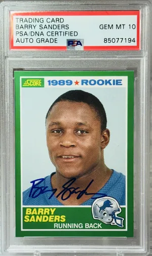1989 Score Barry Sanders #257 (RC) - Auto Grade 10 front