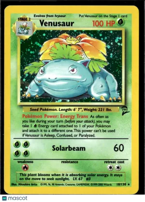 Venusaur 2000 Base Set 2 Holo Rare #18/130