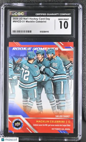 2025 UD Nat'l Hockey Card Day Macklin Celebrini #NHCD-31 CGC 10 San Jose Sharks