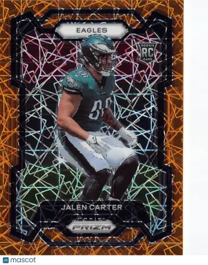 2023 Panini Prizm Jalen Carter Orange Laser Rookie RC #381 Philadelphia Eagles