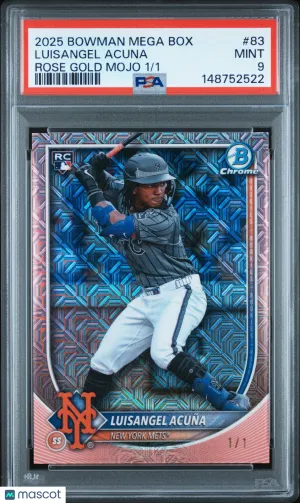 2025 Bowman Chrome Baseball Luisangel Acuna #83 Rose Gold Mojo 1/1 PSA 9