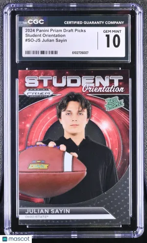 2024 Panini Prizm Draft Picks Julian Sayin Rookie Student Orientation #SO-JS CGC 10 Ohio State Buckeyes