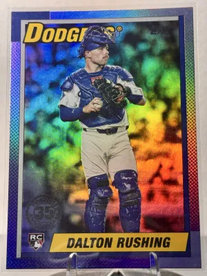 2025 Topps Update Dalton Rushing #U90-5 1990 Rainbow Foil LA Dodgers RC