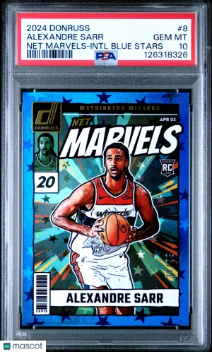 2024 Panini Donruss Net Marvels Alexandre Sarr #8 Intl Blue Stars PSA 10