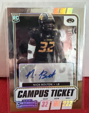 2021 Panini Contenders Draft Picks NICK BOLTON Autograph Campus Ticket /99