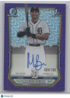2026 Bowman Chrome Prospect Autograph Manuel Bolivar #CPA-MB Purple Mojo 004/199