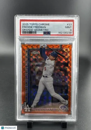 2025 Topps Chrome Freddie Freeman #23 Orange Geometric Refractor / Parallel/Variety Base Set PSA 9
